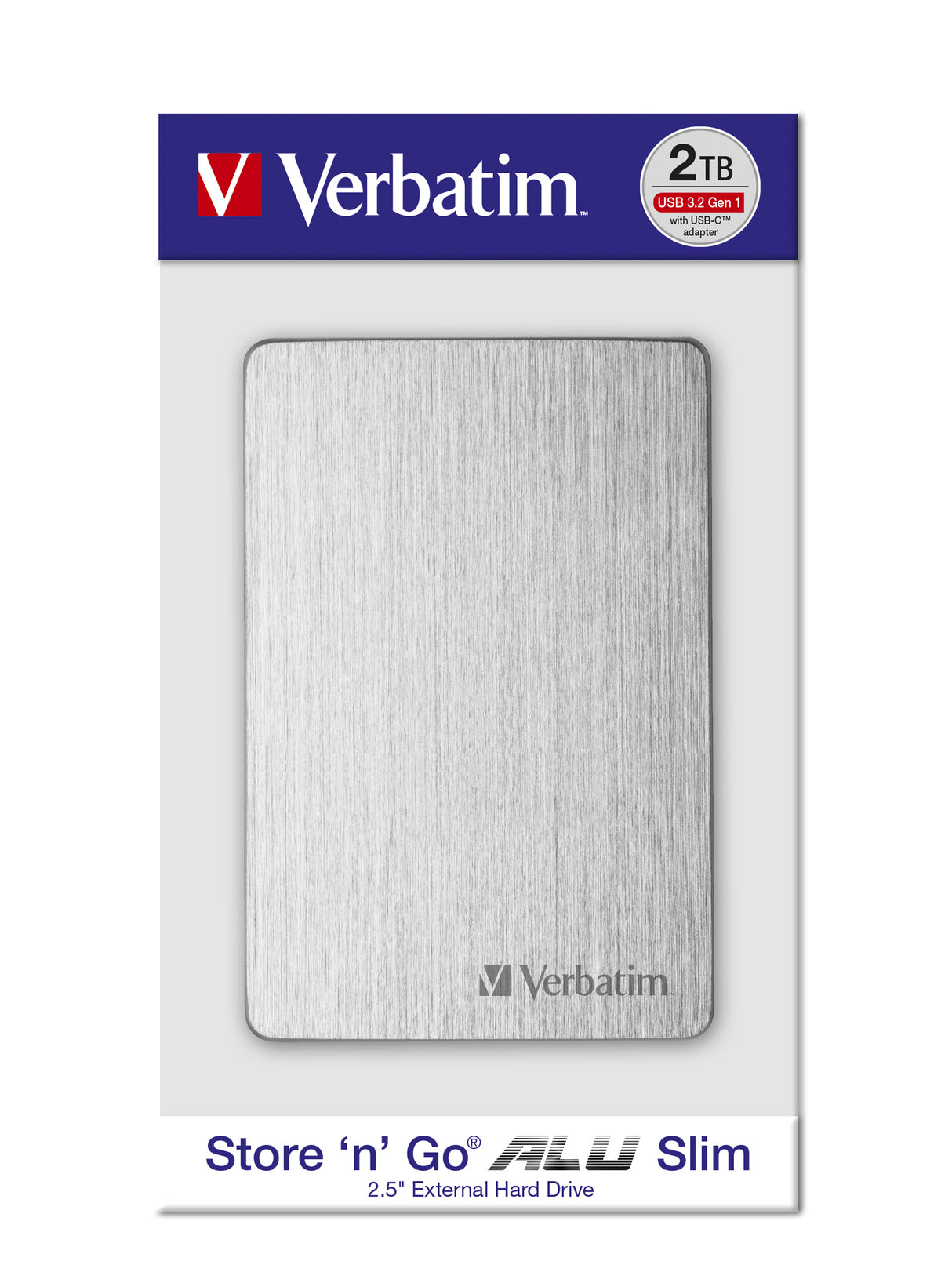 Verbatim Store 'n' Go ALU Slim ekstern harddisk 1 TB 2.5" USB Type-C 3.2 Gen 1 (3.1 Gen 1) Sølv