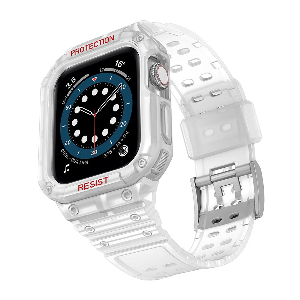 Beskyttelse Strap Band til Apple Watch 42/44/45mm Armored Case Strap - Transparent