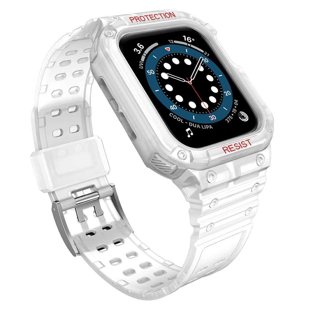 Beskyttelse Strap Band til Apple Watch 42/44/45mm Armored Case Strap - Transparent