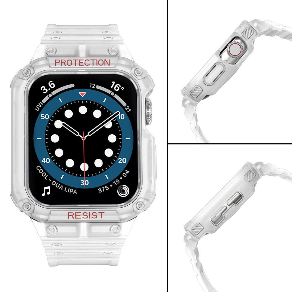 Beskyttelse Strap Band til Apple Watch 42/44/45mm Armored Case Strap - Transparent