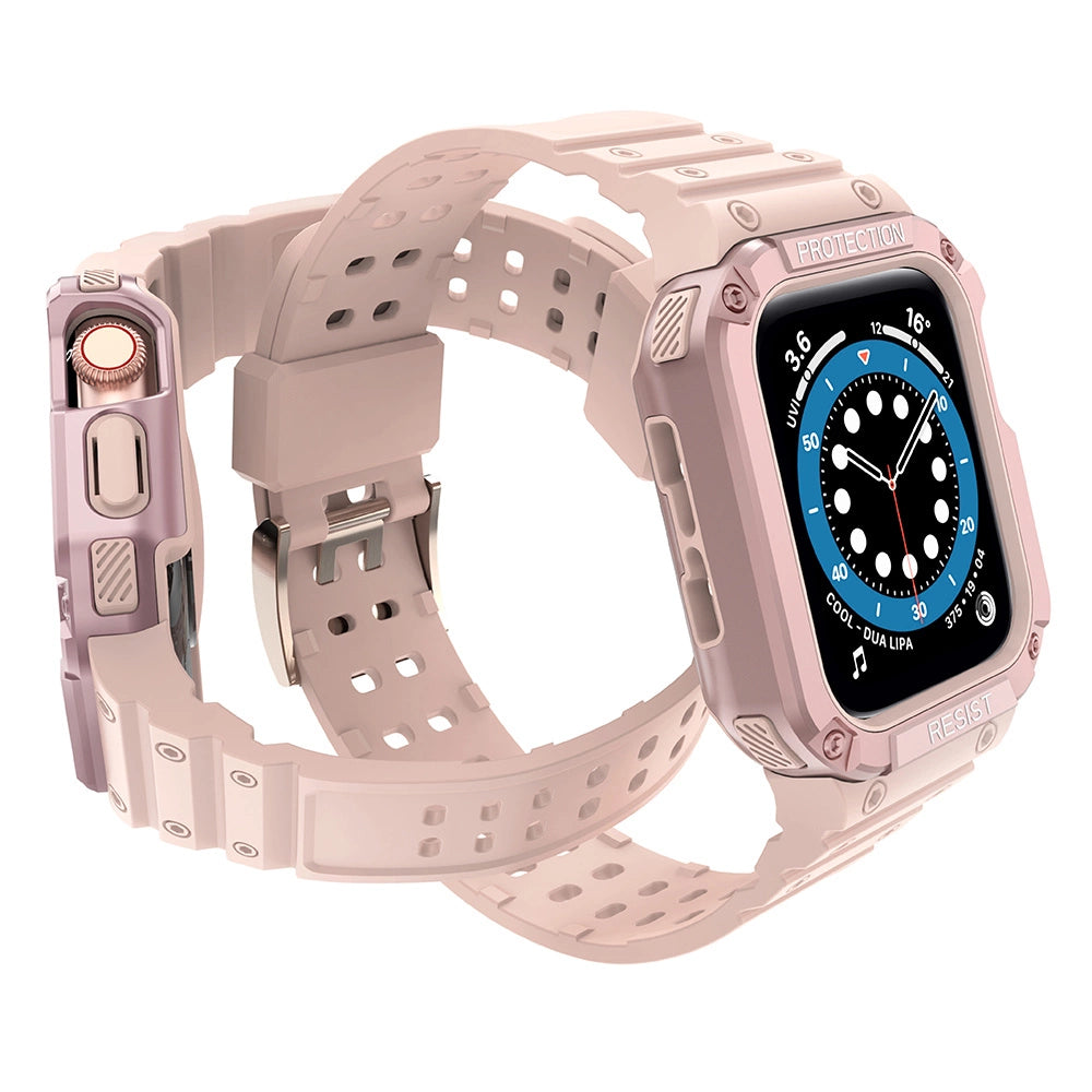 Beskyttelse Strap Band til Apple Watch 42/44/45mm Armored Case Strap - Pink