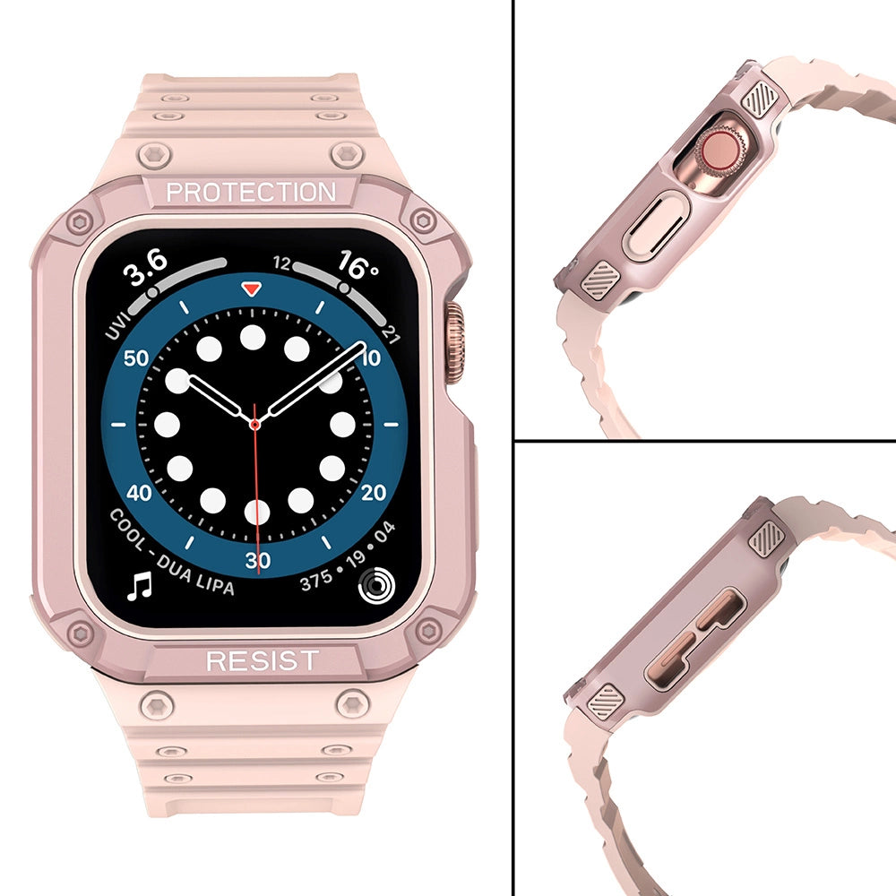 Beskyttelse Strap Band til Apple Watch 42/44/45mm Armored Case Strap - Pink
