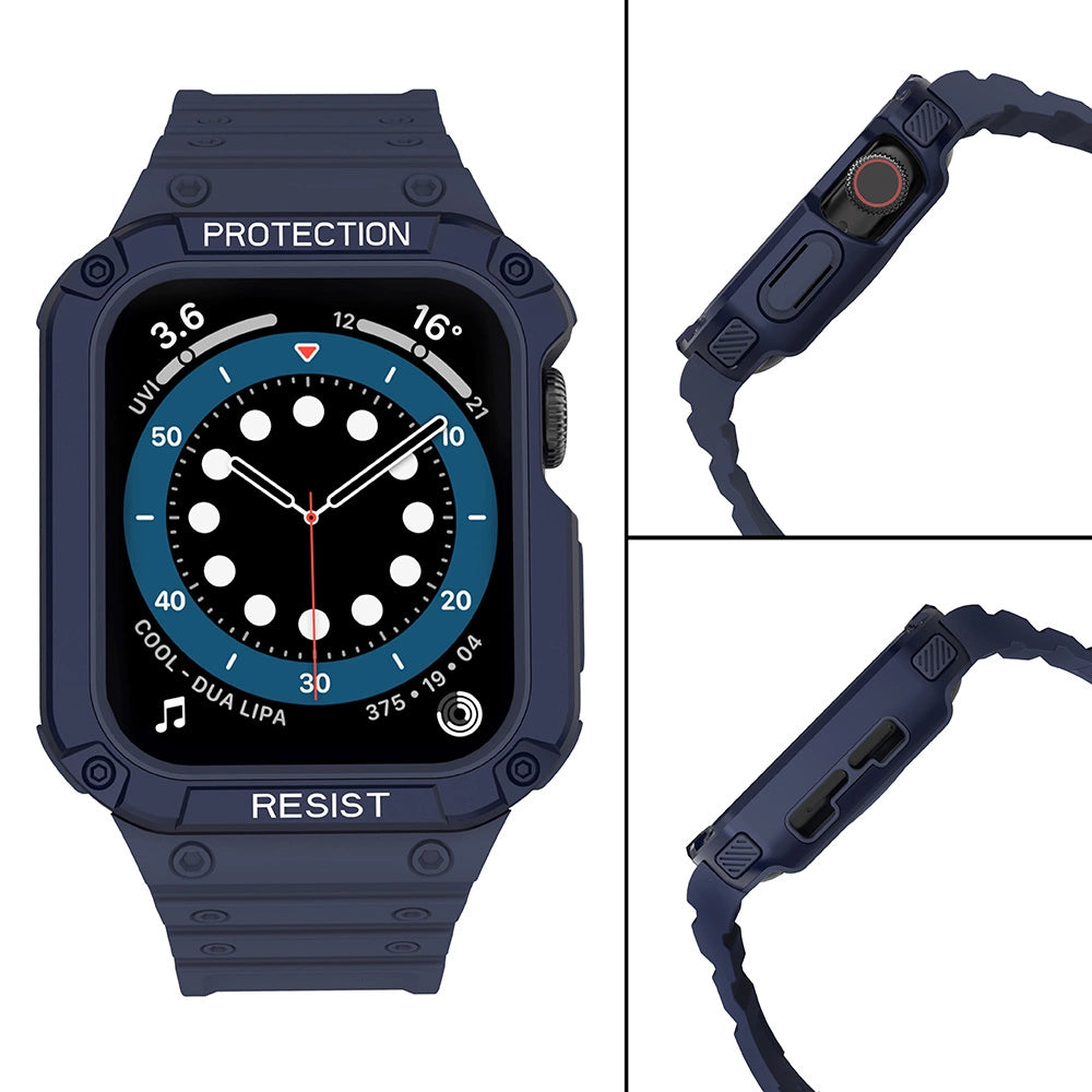 Beskyttelse Strap Band til Apple Watch 42/44/45mm Armored Case Strap - Blå