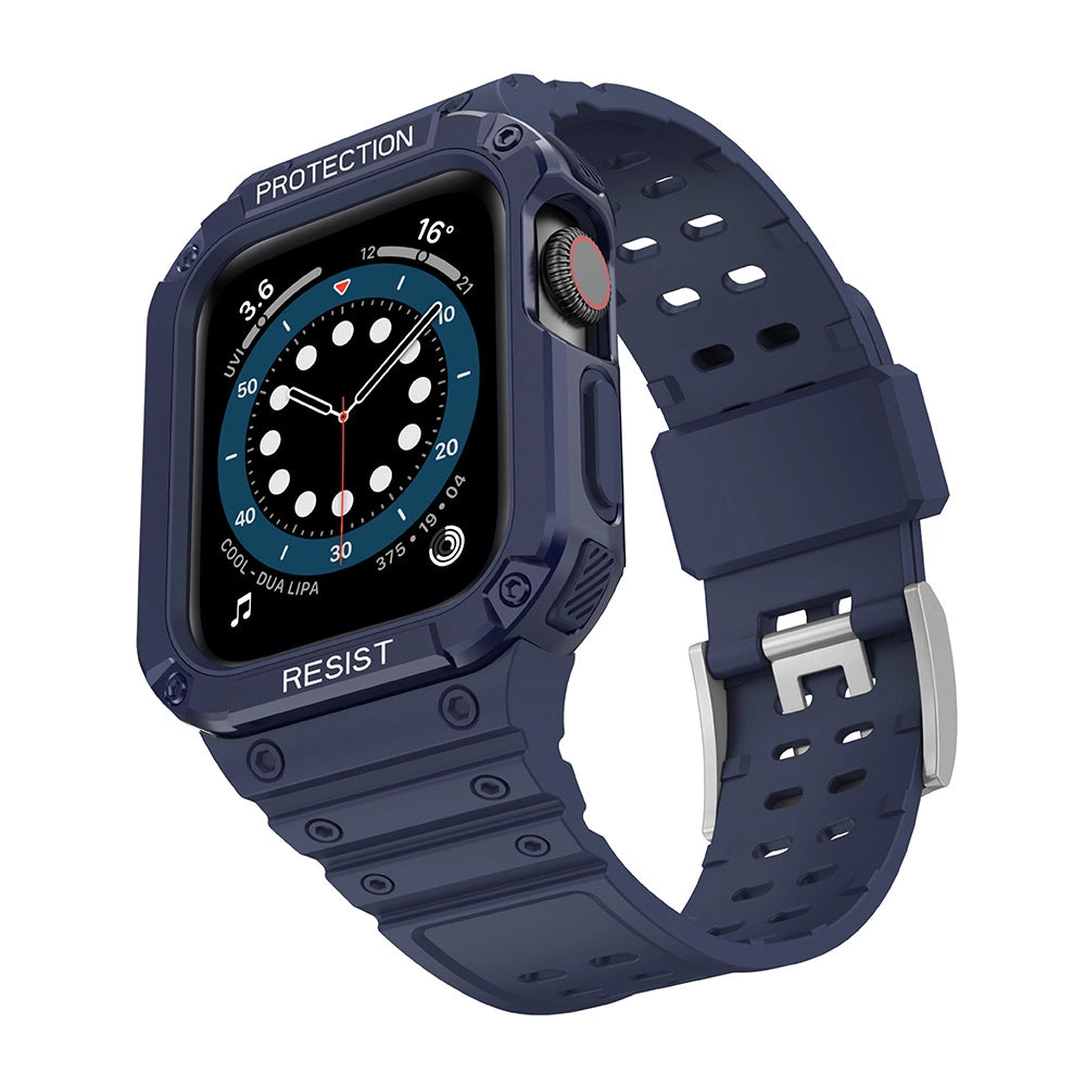 Beskyttelse Strap Band til Apple Watch 42/44/45mm Armored Case Strap - Blå