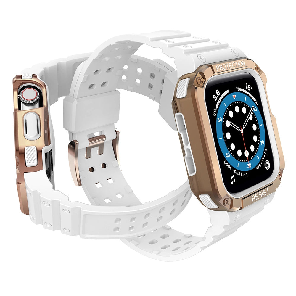 Beskyttelsesrem til Apple Watch 38/40/41 mm pansret bagrem - hvid, roséguld