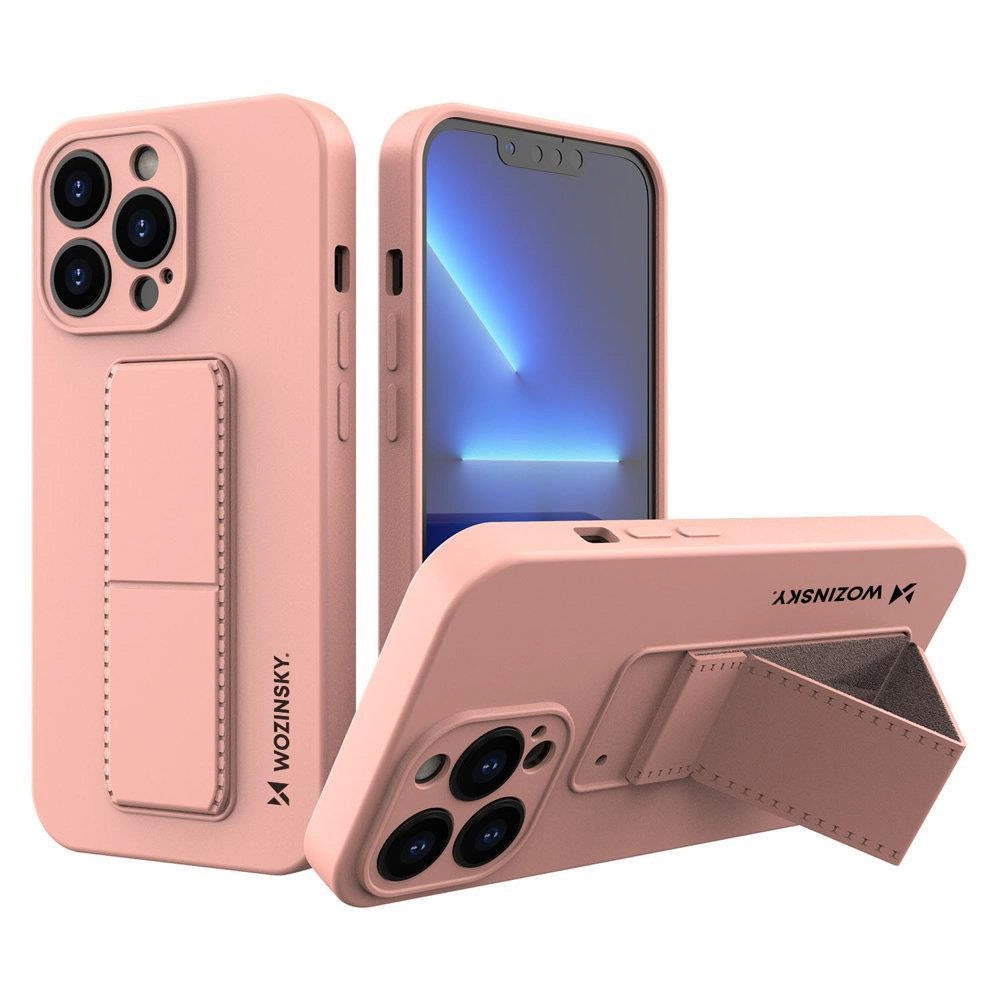 Wozinsky Kickstand Case iPhone 13 mini lyserød silikone sag med stand