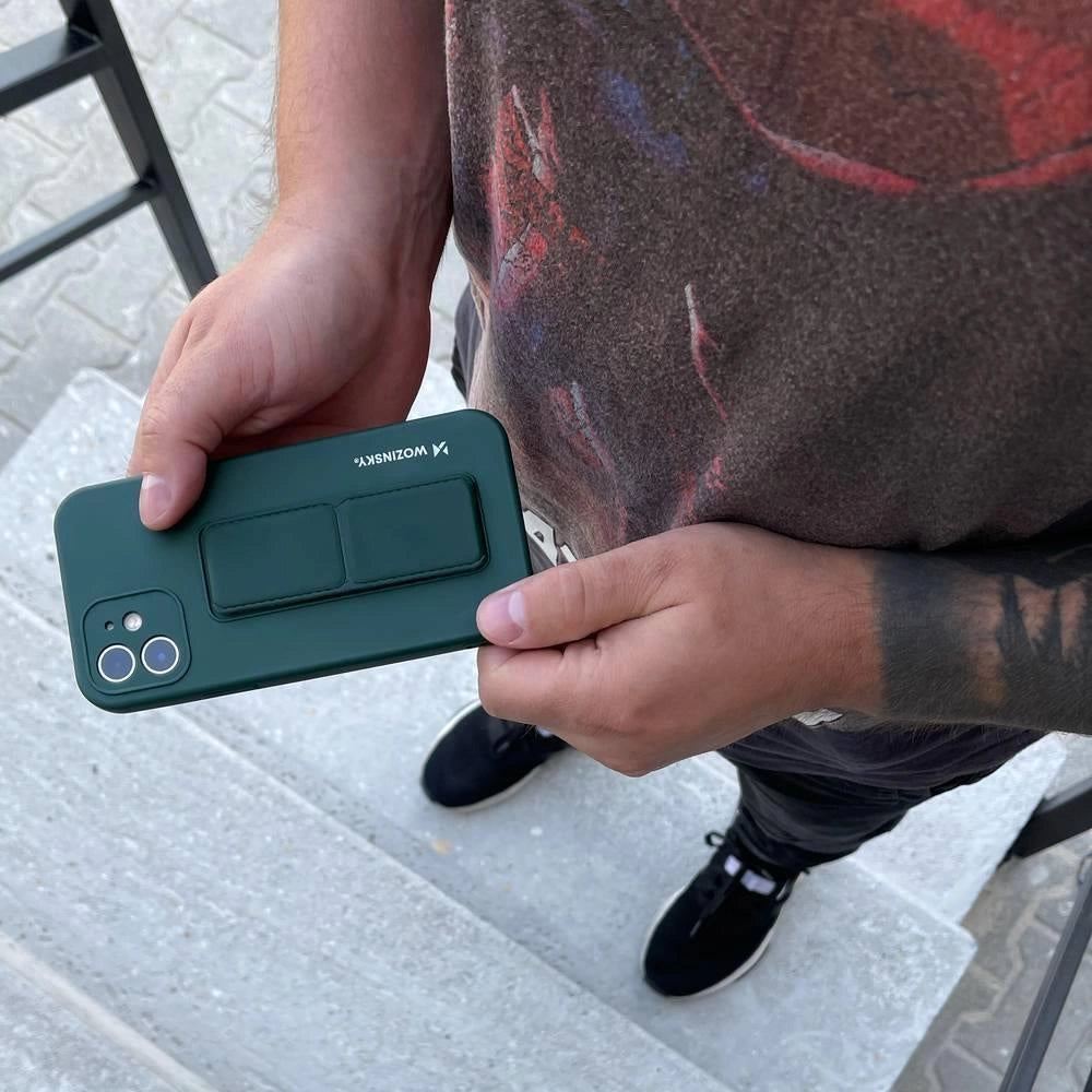 Wozinsky Kickstand Case iPhone 13 mini lyserød silikone sag med stand