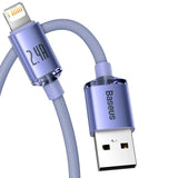 Baseus Crystal Shine Series cable USB cable for fast charging and data transfer USB Type A - Lightning 2.4A 1.2m purple (CAJY000005)