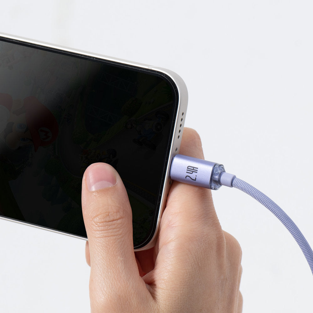 Baseus Crystal Shine Series cable USB cable for fast charging and data transfer USB Type A - Lightning 2.4A 1.2m purple (CAJY000005)