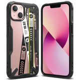 Ringke Fusion X Design holdbar PC-foder med TPU-støjfanger til iPhone 13 mini sort (Ticket band) (FXD540E43)