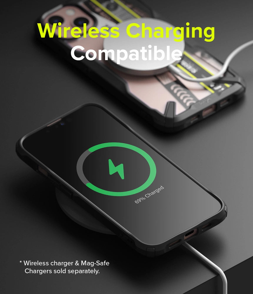 Ringke Fusion X Design holdbar PC-foder med TPU-støjfanger til iPhone 13 mini sort (Ticket band) (FXD540E43)