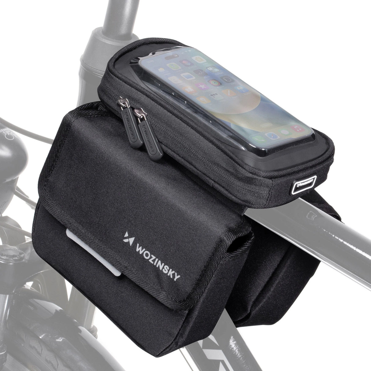 Wozinsky-ramme cykeltaske cykelkasse vandtæt telefonkasse 1,5 l sort (WBB26BK)
