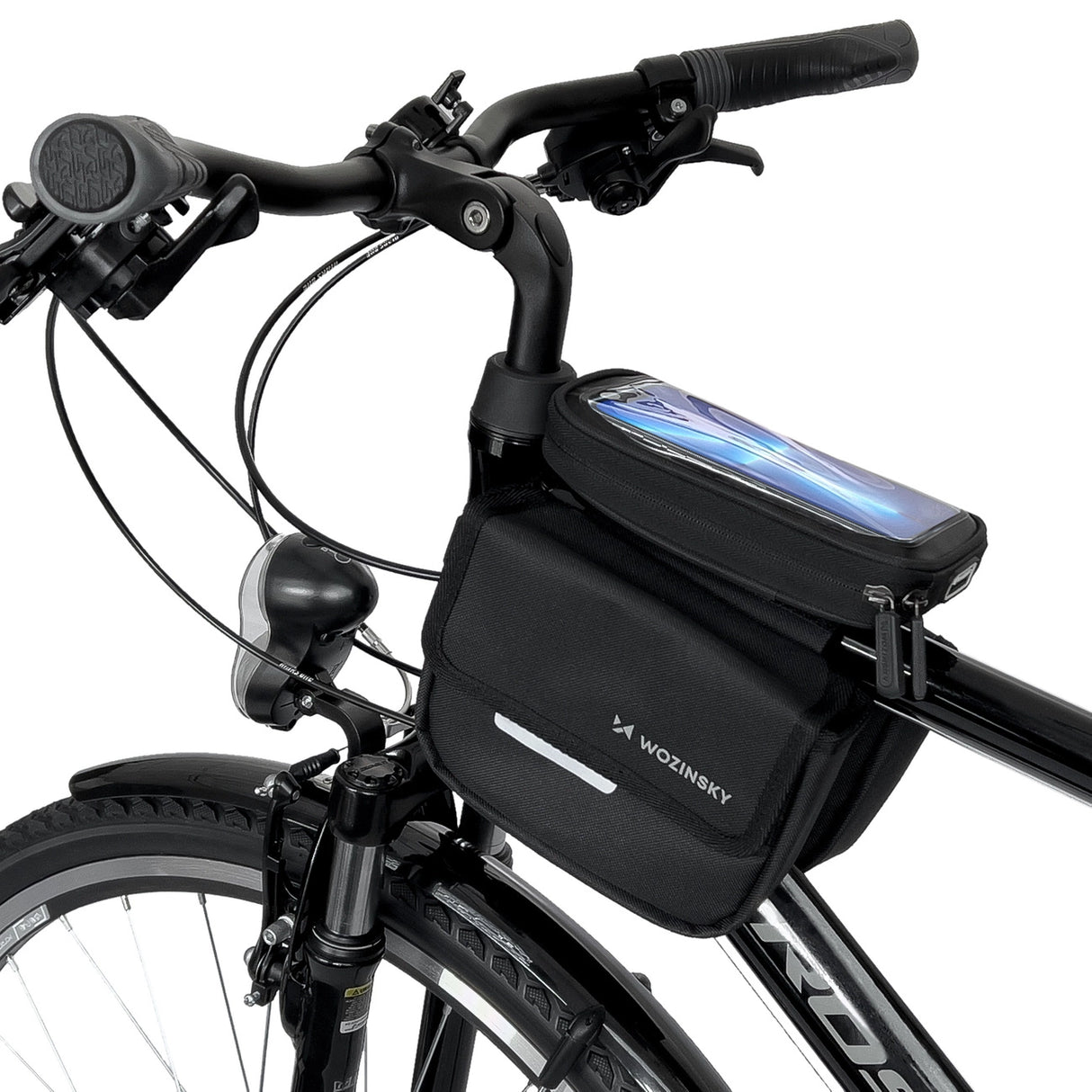 Wozinsky-ramme cykeltaske cykelkasse vandtæt telefonkasse 1,5 l sort (WBB26BK)