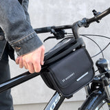 Wozinsky-ramme cykeltaske cykelkasse vandtæt telefonkasse 1,5 l sort (WBB26BK)