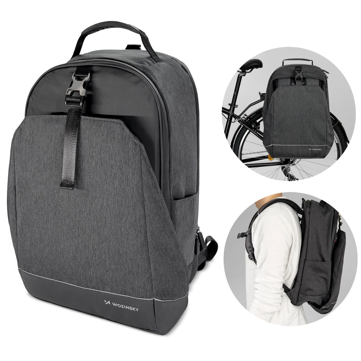 Wozinsky cykel bager taske, cykel rygsæk med ramme, 2in1, 40l, sort (WBB33BK)