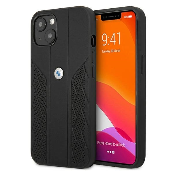 Etui BMW BMHCP13SRSPPK iPhone 13 mini 5,4 "sort/sort hårdkasse læder Curve Perforeret