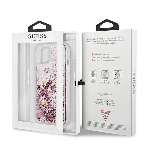 Guess GUHCP13SLGPEPI iPhone 13 mini 5.4" pink/pink hardcase Peony Liquid Glitter