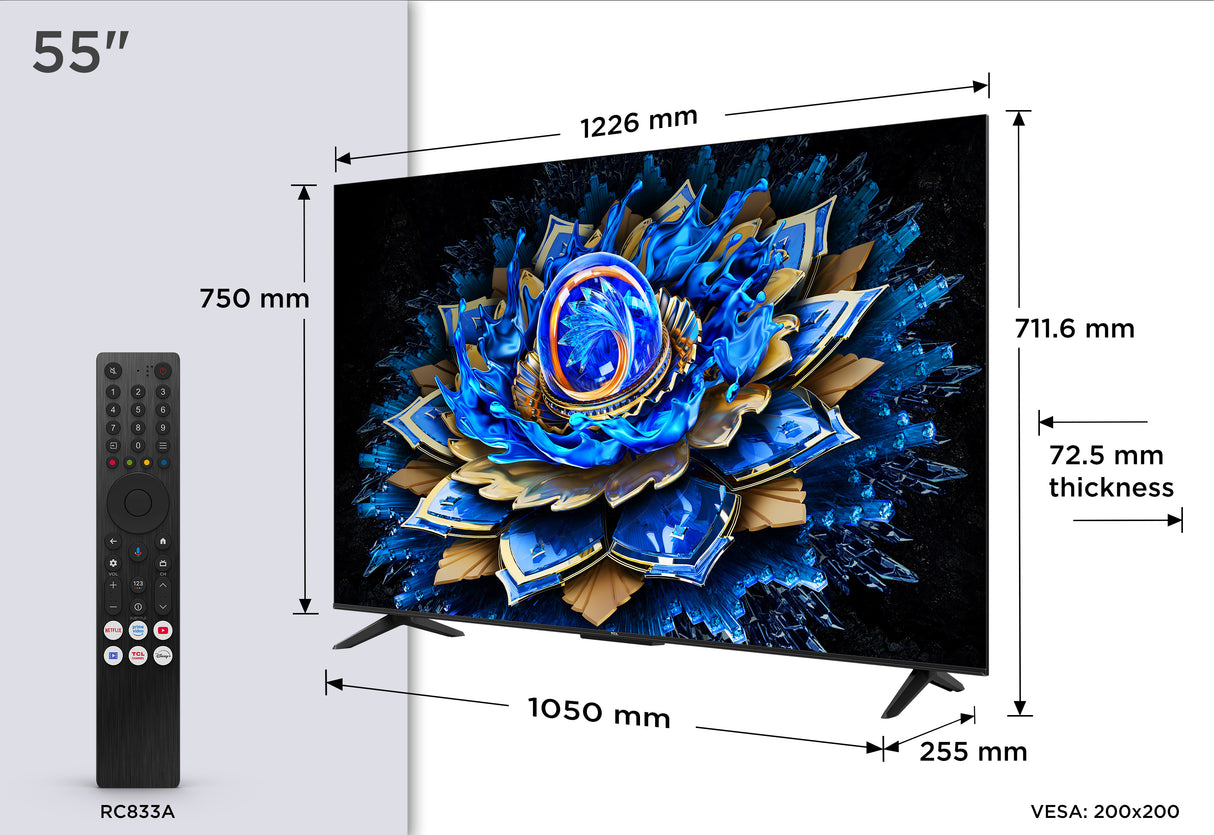 TCL T69C 55T69C TV 139,7 cm (55") 4K Ultra HD Smart TV Wi-Fi Sort 350 cd/m²