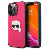 Karl Lagerfeld læder Ikonik Karl' s hoved Metal Case til iPhone 13 Pro / 13 6.1" - Pink