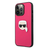 Karl Lagerfeld læder Ikonik Karl' s hoved Metal Case til iPhone 13 Pro / 13 6.1" - Pink