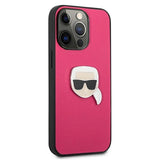 Karl Lagerfeld læder Ikonik Karl' s hoved Metal Case til iPhone 13 Pro / 13 6.1" - Pink
