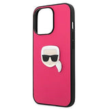Karl Lagerfeld læder Ikonik Karl' s hoved Metal Case til iPhone 13 Pro / 13 6.1" - Pink