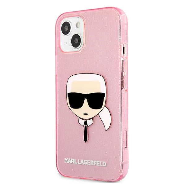 Karl Lagerfeld KLHCP13SKHTUGLP iPhone 13 mini 5,4" rosa/rosa hårdkasse Glitter Karl's Head