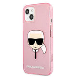 Karl Lagerfeld KLHCP13SKHTUGLP iPhone 13 mini 5,4" rosa/rosa hårdkasse Glitter Karl's Head