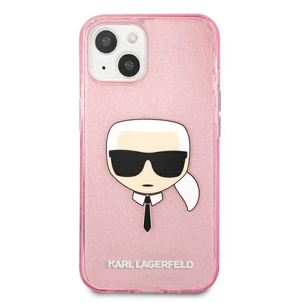 Karl Lagerfeld KLHCP13SKHTUGLP iPhone 13 mini 5,4" rosa/rosa hårdkasse Glitter Karl's Head