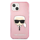 Karl Lagerfeld KLHCP13SKHTUGLP iPhone 13 mini 5,4" rosa/rosa hårdkasse Glitter Karl's Head