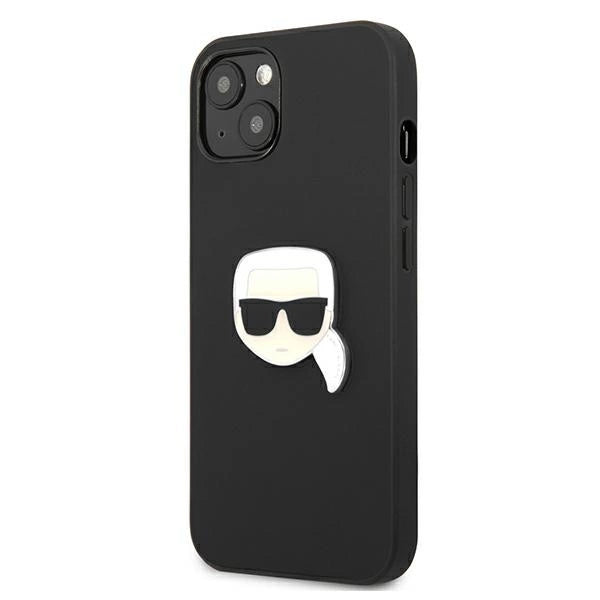 Karl Lagerfeld KLHCP13SPKMK iPhone 13 mini 5,4′′ sort/sort hårdkasse læder Ikonik Karls hoved metal