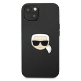 Karl Lagerfeld KLHCP13SPKMK iPhone 13 mini 5,4′′ sort/sort hårdkasse læder Ikonik Karls hoved metal