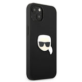 Karl Lagerfeld KLHCP13SPKMK iPhone 13 mini 5,4′′ sort/sort hårdkasse læder Ikonik Karls hoved metal