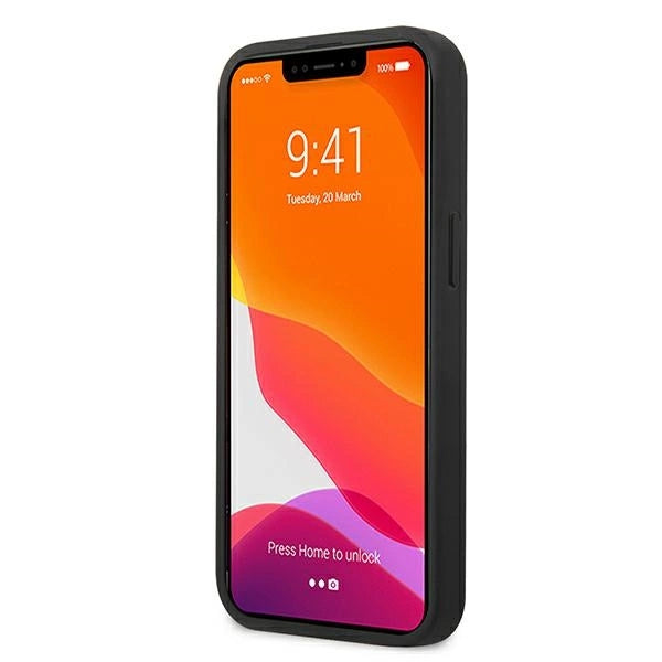 Karl Lagerfeld KLHCP13SPKMK iPhone 13 mini 5,4′′ sort/sort hårdkasse læder Ikonik Karls hoved metal