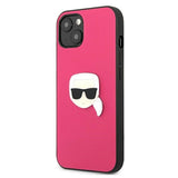 Karl Lagerfeld KLHCP13SPKMP iPhone 13 mini 5,4" rosa/pink hårdkasse Læder Ikonik Karls hoved Metall