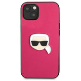 Karl Lagerfeld KLHCP13SPKMP iPhone 13 mini 5,4" rosa/pink hårdkasse Læder Ikonik Karls hoved Metall