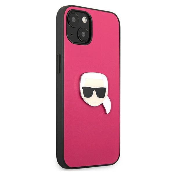 Karl Lagerfeld KLHCP13SPKMP iPhone 13 mini 5,4" rosa/pink hårdkasse Læder Ikonik Karls hoved Metall
