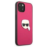 Karl Lagerfeld KLHCP13SPKMP iPhone 13 mini 5,4" rosa/pink hårdkasse Læder Ikonik Karls hoved Metall