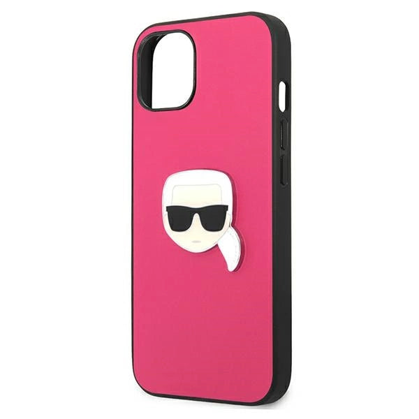 Karl Lagerfeld KLHCP13SPKMP iPhone 13 mini 5,4" rosa/pink hårdkasse Læder Ikonik Karls hoved Metall