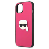 Karl Lagerfeld KLHCP13SPKMP iPhone 13 mini 5,4" rosa/pink hårdkasse Læder Ikonik Karls hoved Metall