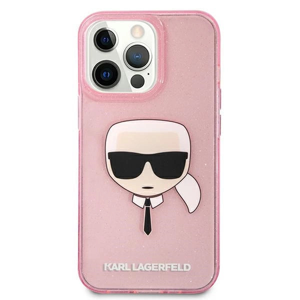 Karl Lagerfeld KLHCP13XKHTUGLP iPhone 13 Pro Max 6,7" Rosé/rosa hårdkasse Glitter Karl ̊s hoved