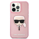 Karl Lagerfeld KLHCP13XKHTUGLP iPhone 13 Pro Max 6,7" Rosé/rosa hårdkasse Glitter Karl ̊s hoved