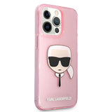 Karl Lagerfeld KLHCP13XKHTUGLP iPhone 13 Pro Max 6,7" Rosé/rosa hårdkasse Glitter Karl ̊s hoved