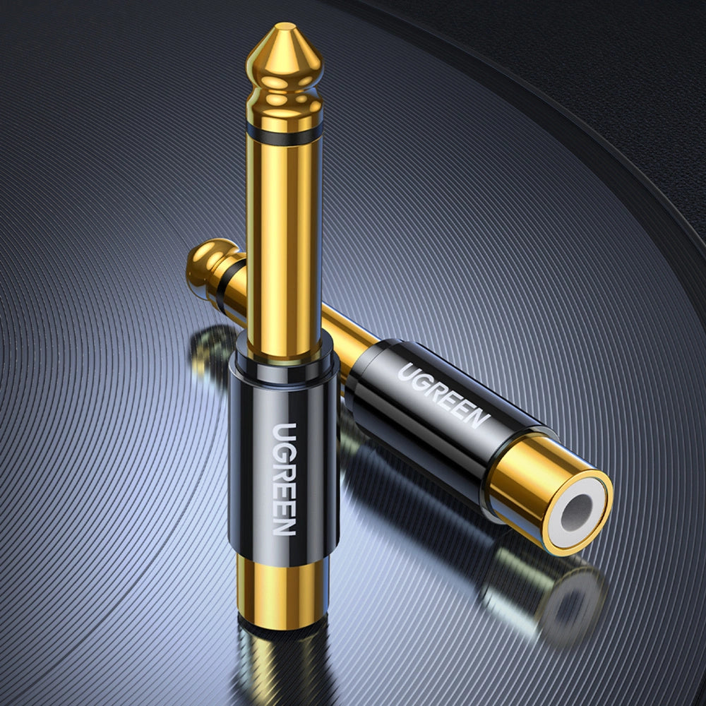 Ugreen 6.35mm jack adapter (mand) til RCA (kvind) guld (AV169 80731)