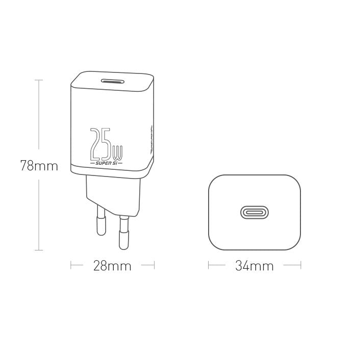Baseus Super Si 1C fast wall charger USB Type C 25W Power Delivery Quick Charge white (CCSP020102)