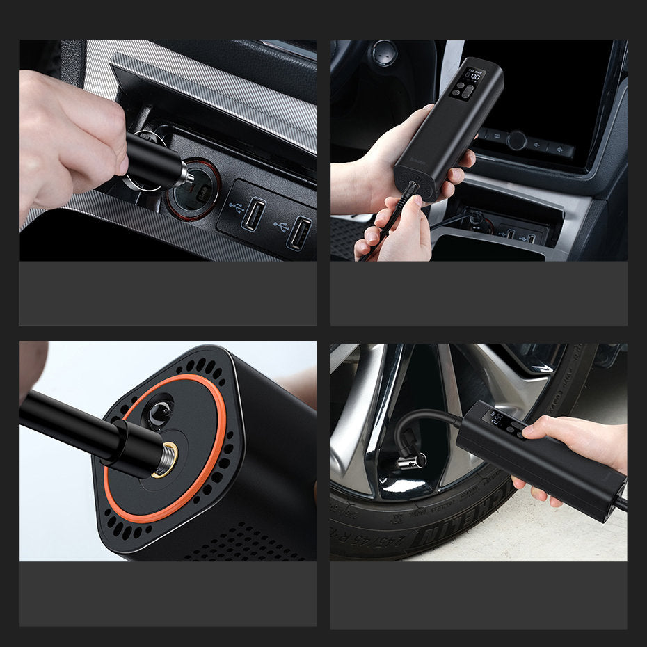 Baseus CRCQ000001 Mini Tire Compressor for Cigarette Lighter Socket - Black