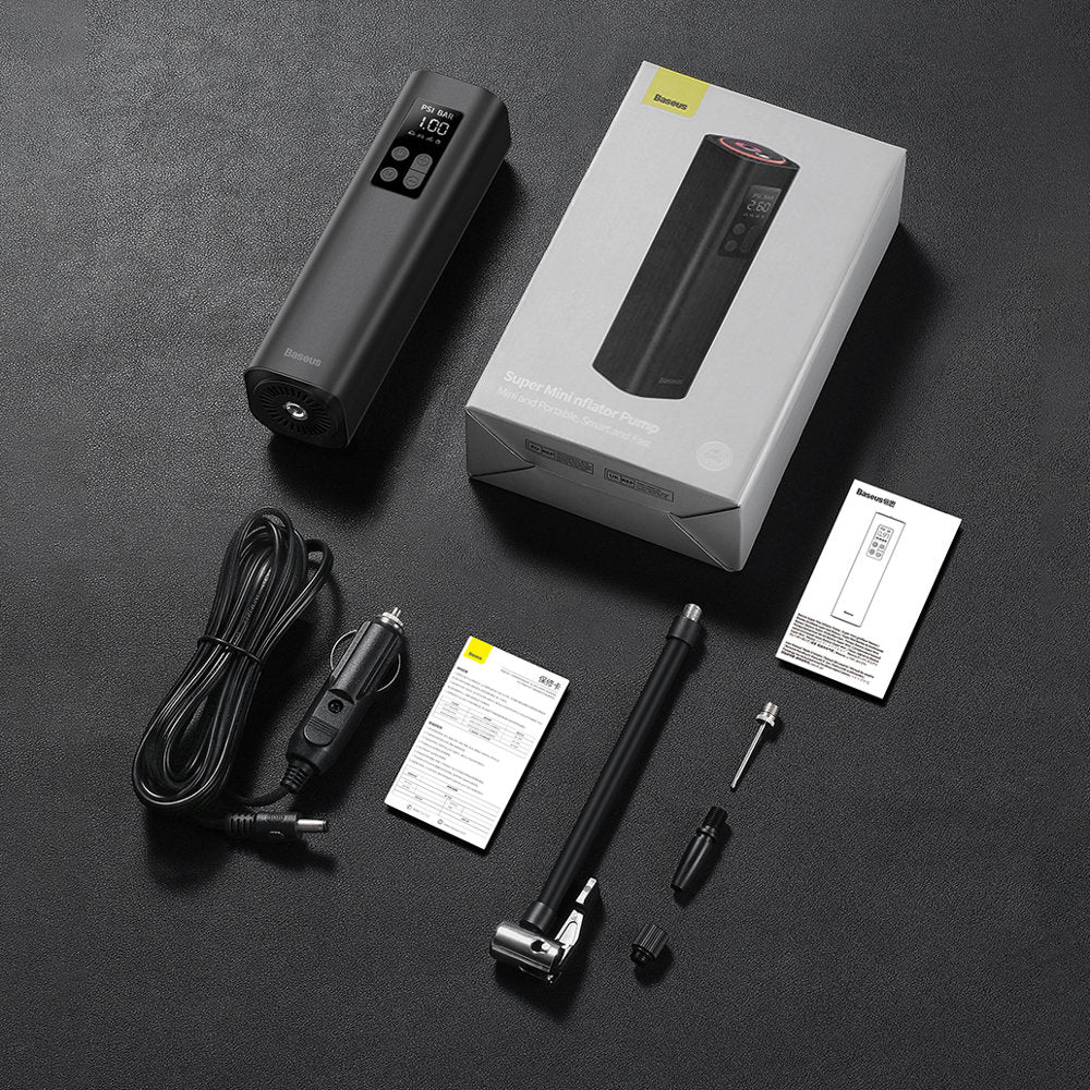 Baseus CRCQ000001 Mini Tire Compressor for Cigarette Lighter Socket - Black