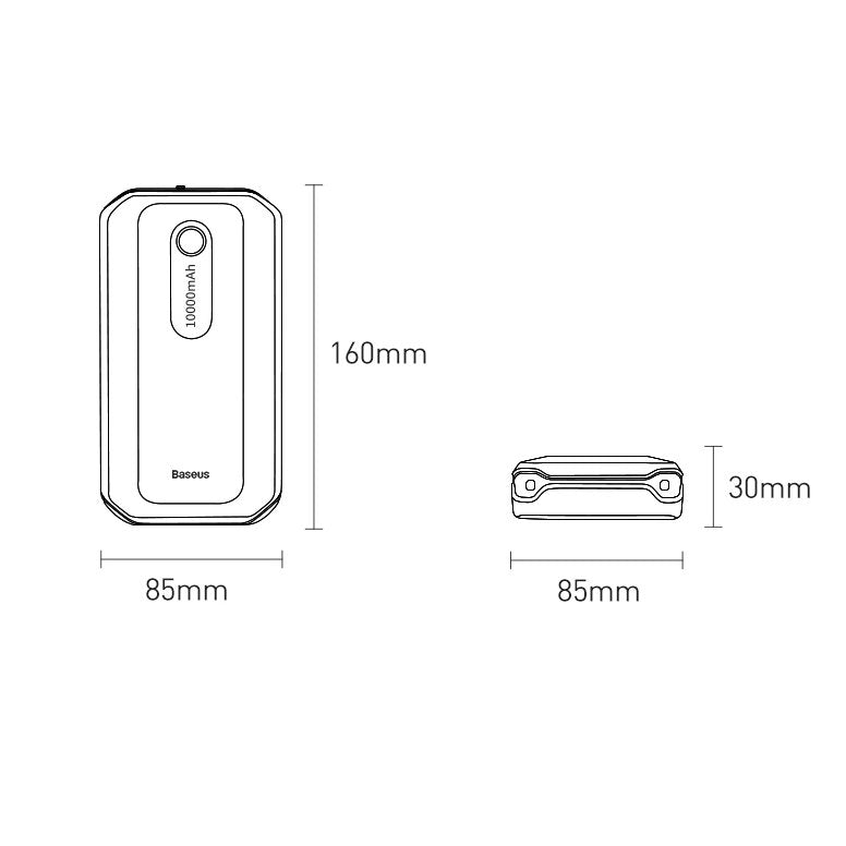 Baseus Power Bank Power Starter Jump Starter Booster 10000mAh 12V (1000A / 500A) + Crocodile Cables Black (CGNL020101)