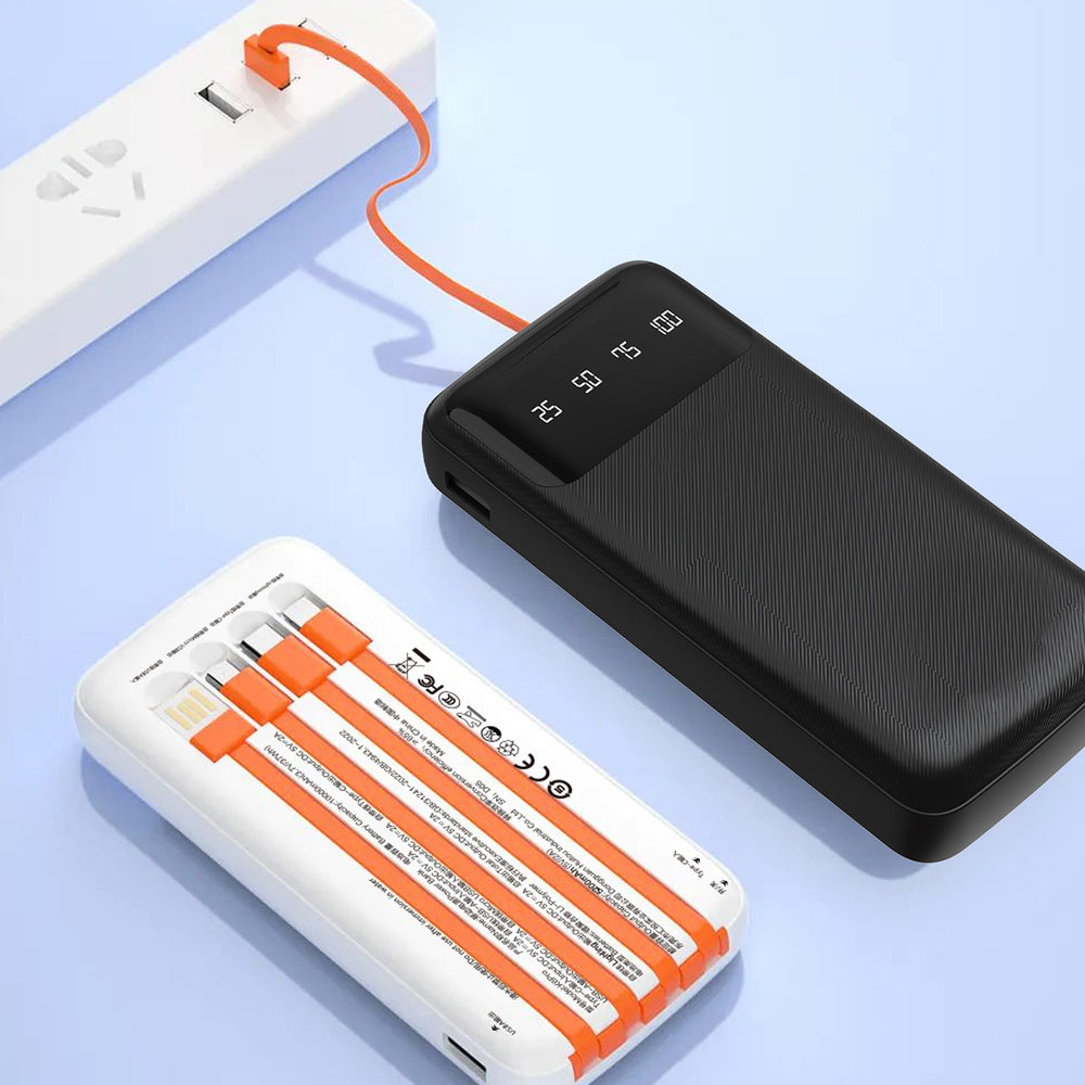 Dudao K6Pro Universal 10000mAh Power Bank med USB-kabel, USB Type C, Lightning hvid (K6Pro-hvid)