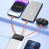 Dudao store powerbank med 3 indbyggede kabler 20000mAh USB Type C + micro USB + Lightning white (Dudao K6Pro +)